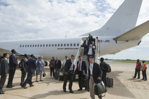 Security Council visits South Sudan. 12 August 2014 Arrival of SC Delegation at Juba International Airport.