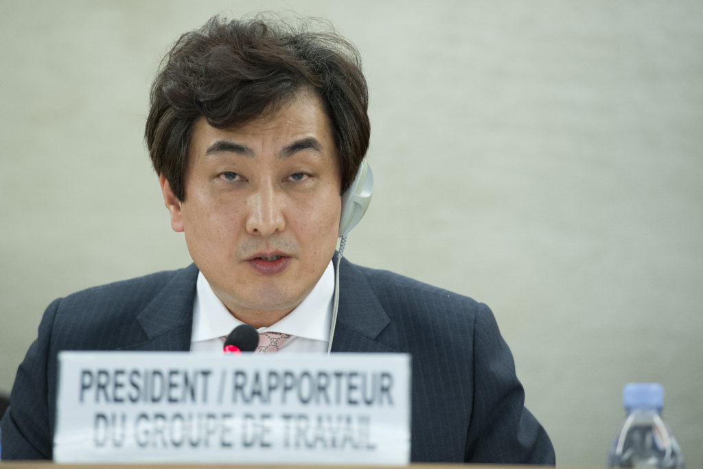 Seong -Phil Hong, Chairperson Rapporteur of the Working Group on Arbitrary Detention addresses the Human Rights CouncilCredit: UN Photo / Jean-Marc Ferré