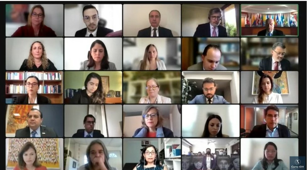 Images of Zoom participants in a hearing of the Inter-American Court of Human Rights
